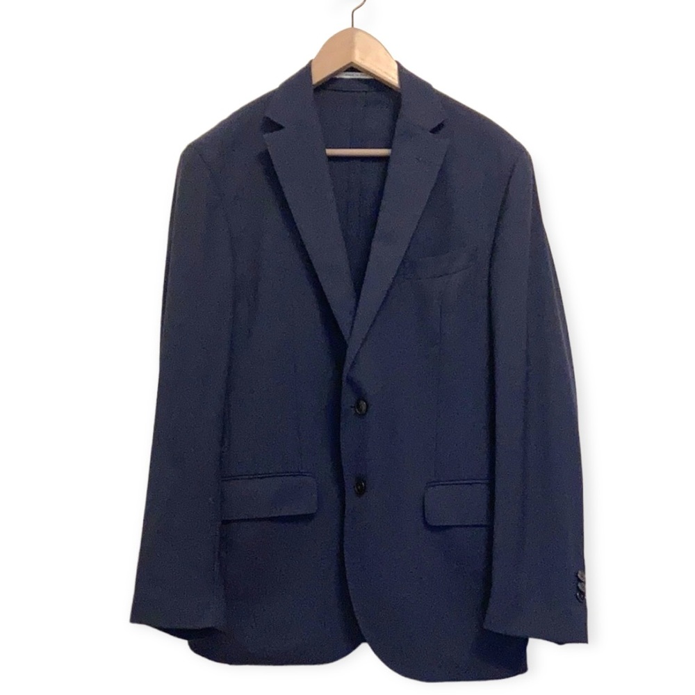 Boggi Milano Navy Blue Travel Sport Coat Made in Italy Size EU 52R Multi Pockets